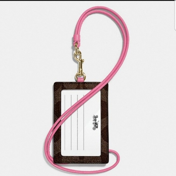 COACH ID Lanyard Badge ID Holder Brown/Pink - Picture 2 of 4